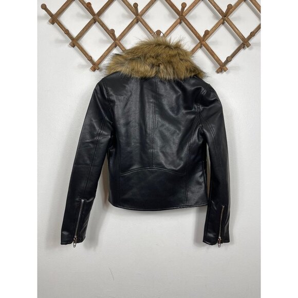 NWOT BlankNYC Night Fever Faux Leather Moto Jacket removable Faux Fur Collar XS - Picture 4 of 9